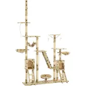 Syfax Katzen-Kratzbaum Sisal 230 - 250 cm Pfoten-Aufdruck Beige