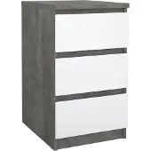 Dmora Kommode Ameline, Mehrzweckkommode, Schlafzimmerkommode, Schrank mit Schubladen, 50x40 h70 cm, Zement und Glänzendes Weiß