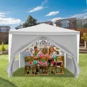 Jiubiaz Pavillon Festzelt Stahlkonstruktion Korrosionsbeständiger Partyzelt 3x3m Weiß
