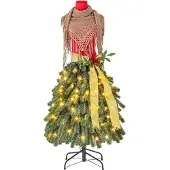 B2X Künstlicher Weihnachtsbaum in Schneiderpuppen Optik mit Abnehmbarem Schal & Roten Beeren