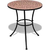 The Living Store Bistrotisch Terracotta-Rot 60 cm Mosaik
