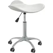 Syfax Bürostuhl Weiß Kunstleder höhenverstellbar schwenkbar mit Rollen, Sitzfläche 44x44 cm, Sitzhöhe 46-57 cm, bis 110 kg