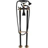 RAV Freistehende Retro Badezimmerarmatur mit Duschfunktion, matt schwarz/Antikbronze, Duschschlauch 150 cm, 150 mm Abstand