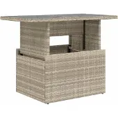 Syfax Gartentisch mit Glasplatte Hellgrau 100x55x73 cm Poly Rattan