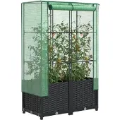 Prolenta Maison Exclusive - Hochbeet mit Gewächshaus-Aufsatz Rattan-Optik 80x40x138 cm