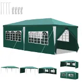 HENGDA Pavillon Wasserdicht – Terrassenpavillon mit Verbolzung, perfektes Gartenzelt für Partys Grün 3x6m