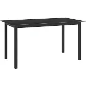 ZMH Gartentisch Schwarz 150x90x74 cm Aluminium und Glas