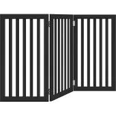 Syfax 3-tlg. Hundetor Faltbar Schwarz 150 cm Pappelholz