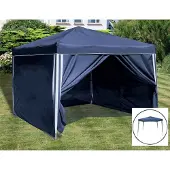 BURI 2 Seitenwände für Ruck-Zuck Alu-Pavillon 3x3m Blau Gartenzelt Schutz Wind Wetter