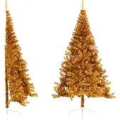 Syfax Künstlicher Halb-Weihnachtsbaum mit Ständer Gold 210 cm PET