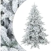 Syfax Künstlicher Scharnier-Weihnachtsbaum schneebedeckt Weiß 210 cm