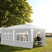 Yakimz Pavillon Wasserdicht – Terrassenpavillon mit Verbolzung, perfektes Gartenzelt für Partys Weiß 3x6m