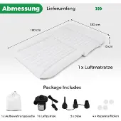 Northix SUV Luftmatratze 190x130 cm, Aufblasbares Bett mit Pumpe