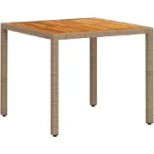 Syfax Gartentisch Beige 90x90x75 cm Poly Rattan Akazienholz