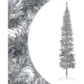 Prolenta Maison Exclusive - Künstlicher Halb-Weihnachtsbaum Ständer Schlank Silbern 240 cm