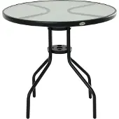 Outsunny Gartentisch Balkontisch Bistrotisch Garten Beistelltisch mit Schirmloch