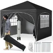 Northix 3x3 m Pop-Up-Pavillon mit 4 abnehmbaren Wänden, Schwarz