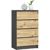 Akord Furniture Factory OP0LK-6SZARART003, Grau, Eiche, 4 Schublade(n), Matt, 16 mm, 51 cm, 400 mm