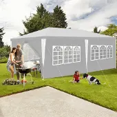HENGDA Pavillon Gartenzelt – Leichte Reinigung, langlebig mit Seitenteilen, perfektes Partyzelt Weiß 3x6m