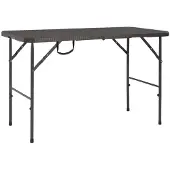 The Living Store Klappbarer Gartentisch Braun 120x60x74 cm HDPE Rattan-Look