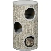 Novzep Katzen Kratztonne 3-Ebenen Sisalseil Kratzfläche 38x38x70 cm Hellgrau