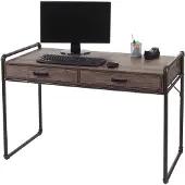 Mendler Schreibtisch HWC-F58, Bürotisch Computertisch, Industriedesign 75x120x60cm 3D-Struktur braun Wildeiche-Optik