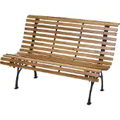 Mendler Gartenbank MCW-F97, Sitzbank Parkbank Holzbank, 2-Sitzer Gusseisen Holz 122cm 22kg hellbraun