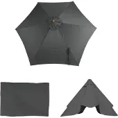 Mendler Ersatz-Bezug für Sonnenschirm Lissabon, Sonnenschirmbezug Ersatzbezug, Ø 3m Polyester 6 Streben anthrazit