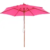 Mendler Sonnenschirm Lissabon, Gartenschirm Marktschirm, Ø 3m Polyester/Holz pink