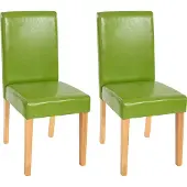 Mendler 2er-Set Esszimmerstuhl Stuhl Küchenstuhl Littau Kunstleder, grün, helle Beine