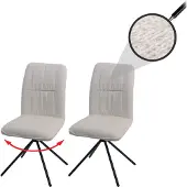 MCW 2er-Set Esszimmerstuhl MCW-N99, Küchenstuhl, drehbar Auto-Return, Stoff/Textil Chenille (340g/m²) creme