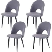 MCW 4er-Set Esszimmerstuhl MCW-D73, Stuhl Küchenstuhl, Stoff/Textil dunkelgrau