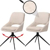 Mendler 2er-Set Esszimmerstuhl MCW-N73, Küchenstuhl, drehbar Auto-Return, Stoff/Textil Boucle (540g/m²) creme