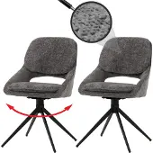 Mendler 2er-Set Esszimmerstuhl MCW-N73, Küchenstuhl, drehbar Auto-Return, Stoff/Textil Chenille (490g/m²) dunkelgrau