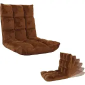 Mendler Bodensessel MCW-N43, Relaxsessel Bodenkissen Klappsessel 6 Relaxpositionen, stabiles Gestell Samt dunkelbraun