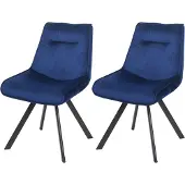 MCW 2er-Set Esszimmerstuhl MCW-K24, Polsterstuhl Küchenstuhl Lehnstuhl Stuhl, Metall Samt blau