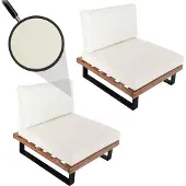 Mendler 2er-Set Lounge-Sessel MCW-H54, Garten-Sessel, Spun Poly Akazie Holz Alu hellbraun, Polster cremeweiß