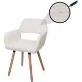 Mendler Esszimmerstuhl MCW-A50 II, Stuhl Küchenstuhl Polsterstuhl, Holz Stoff/Textil Chenille (465g/m²) MVG creme