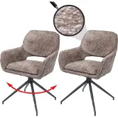 Mendler 2er-Set Esszimmerstuhl MCW-N74, Küchenstuhl, drehbar Auto-Return, Stoff Chenille (490g/m²) braun