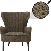 MCW Lounge-Sessel MCW-K37, Cocktail-/Ohrensessel Polsterstuhl Retro Vintage Stoff Chenille (500g/m²) grün-braun
