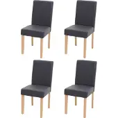 Mendler 4er-Set Esszimmerstuhl Stuhl Küchenstuhl Littau MVG- Kunstleder, grau matt, helle Beine