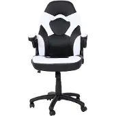 Mendler Bürostuhl MCW-K13, Drehstuhl Gamingstuhl, ergonomisch, verstellbare Armlehne, Kunstleder schwarz-weiß