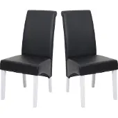Mendler 2x Esszimmerstuhl Lehnstuhl Stuhl Cesena Leder, schwarz, weiße Füße