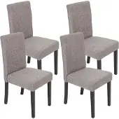 Mendler 4er-Set Esszimmerstuhl Stuhl Küchenstuhl Littau Textil, grau, dunkle Beine