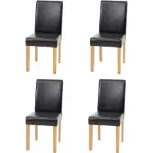 Mendler 4er-Set Esszimmerstuhl Stuhl Küchenstuhl Littau MVG- Kunstleder, schwarz helle Beine
