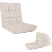 Mendler Bodensessel MCW-N43, Relaxsessel Bodenkissen Klappsessel 6 Relaxpositionen, stabiles Gestell Samt creme-grau