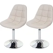 Mendler 2er-Set Esszimmerstuhl MCW-A60, Stuhl Drehstuhl, Chrom Kunstleder creme