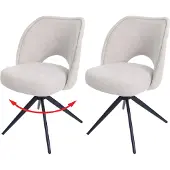 Mendler 2er-Set Esszimmerstuhl MCW-N72, Polster-Küchenstuhl, drehbar Auto-Return, Stoff/Textil (420g/m²) creme