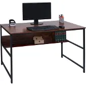 Mendler Schreibtisch MCW-K80, Bürotisch Computertisch Arbeitstisch Ablage, Metall MDF 120x60cm braun