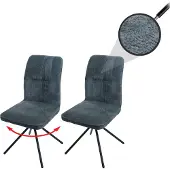 MCW 2er-Set Esszimmerstuhl MCW-N99, Küchenstuhl, drehbar Auto-Return, Stoff/Textil Chenille (340g/m²) blau-grün